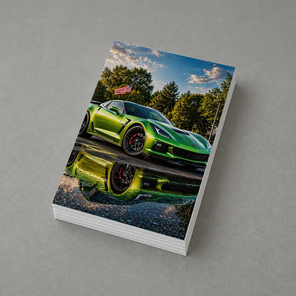 Green Chevrolet Corvette ZR1 American Flag – Postcards