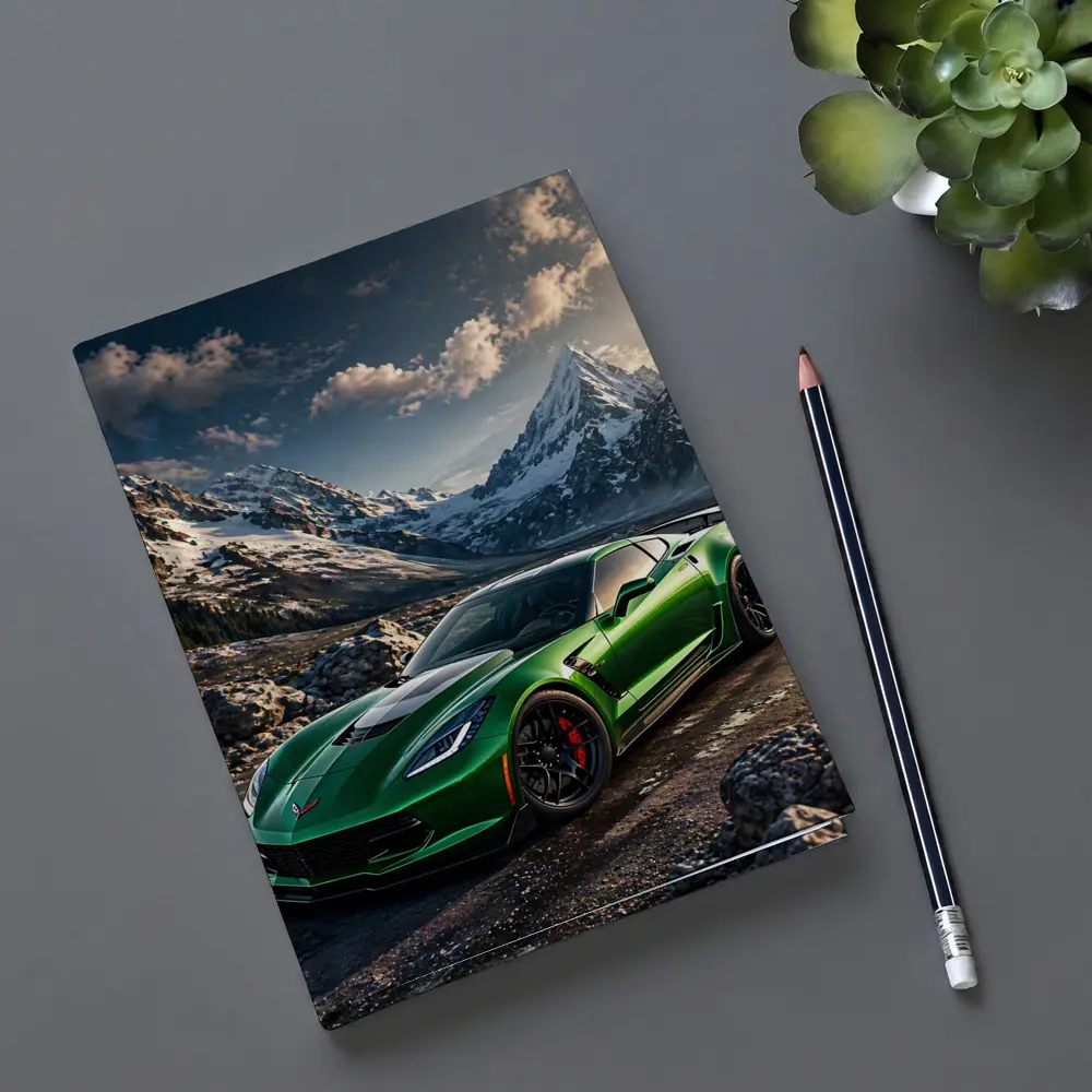 Green Chevrolet Corvette Z06 Mountain Background – Notebooks