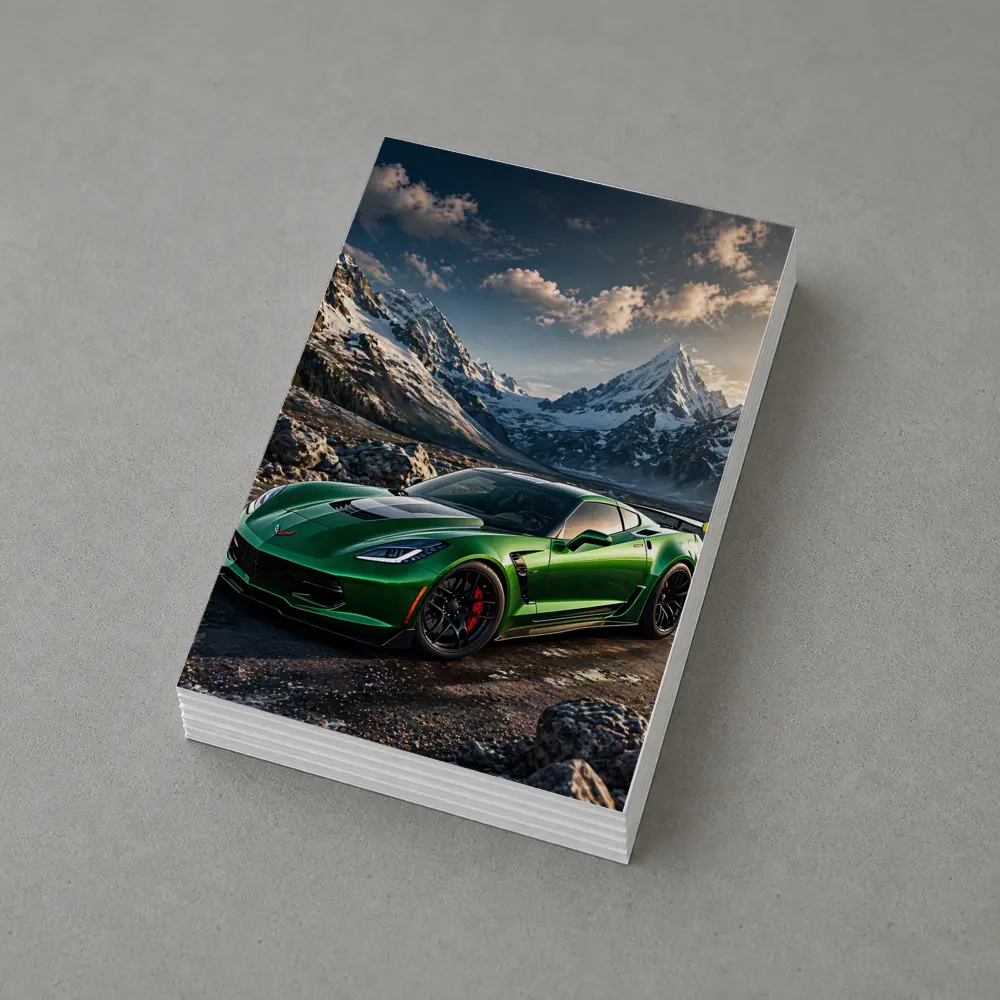 Green Chevrolet Corvette Z06 Mountain Background – Postcards