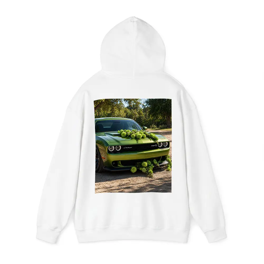 Green Dodge Challenger SRT With Floral Decoration – Hoodies