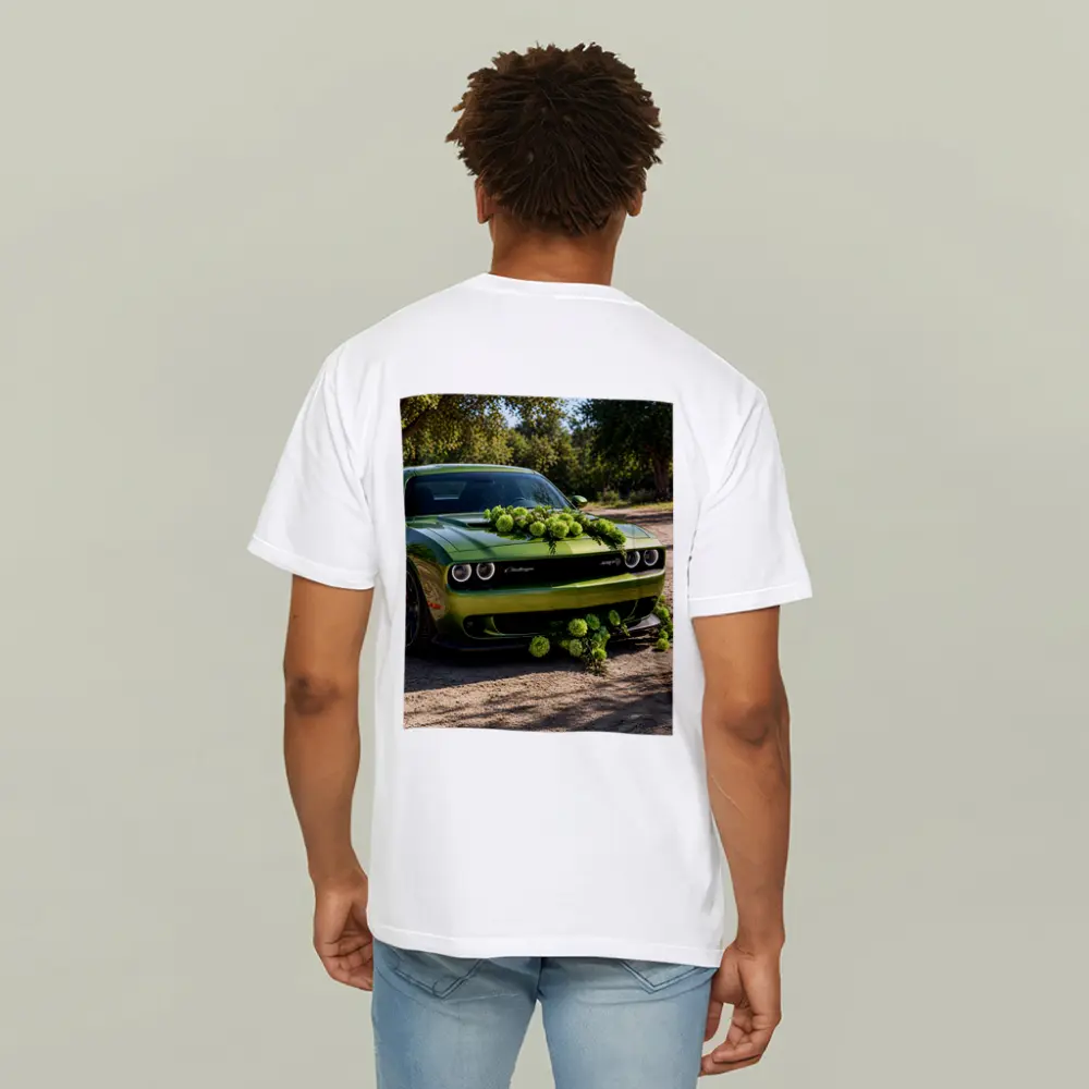 Green Dodge Challenger SRT With Floral Decoration – T-Shirts