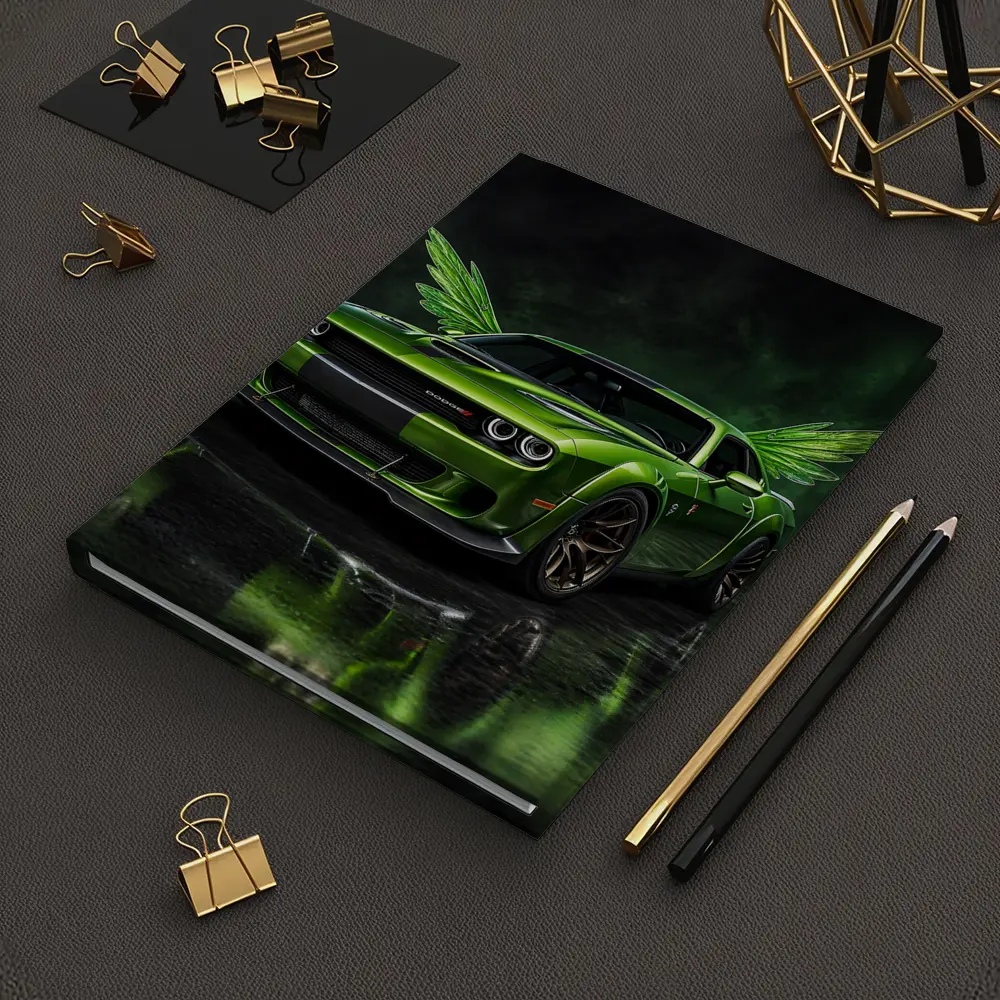 Green Dodge Challenger SRT Hellcat With Wings – Notebooks