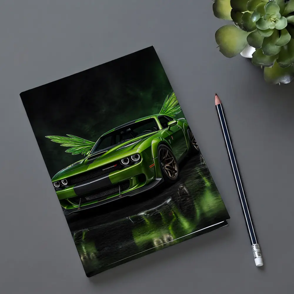 Green Dodge Challenger SRT Hellcat With Wings – Notebooks