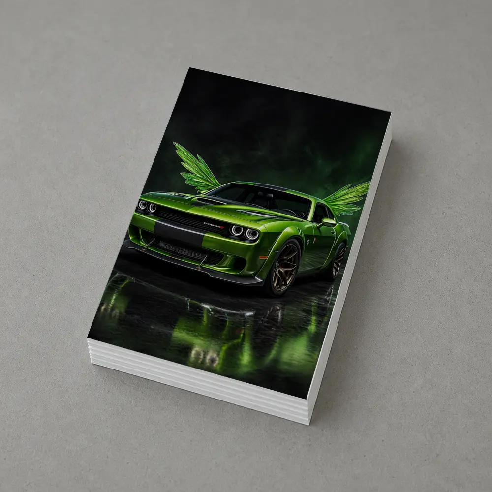 Green Dodge Challenger SRT Hellcat With Wings – Postcards