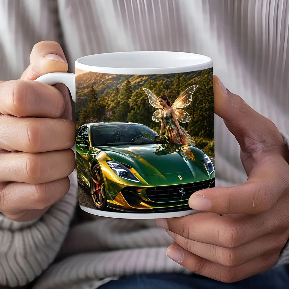 Green Ferrari 812 Superfast Fairy Mountain Road – Mugs