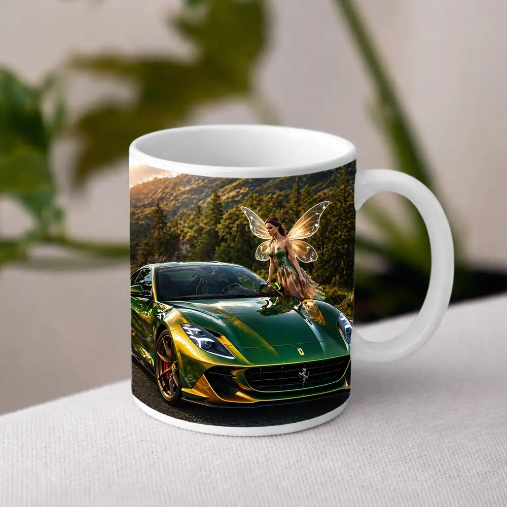 Green Ferrari 812 Superfast Fairy Mountain Road – Mugs