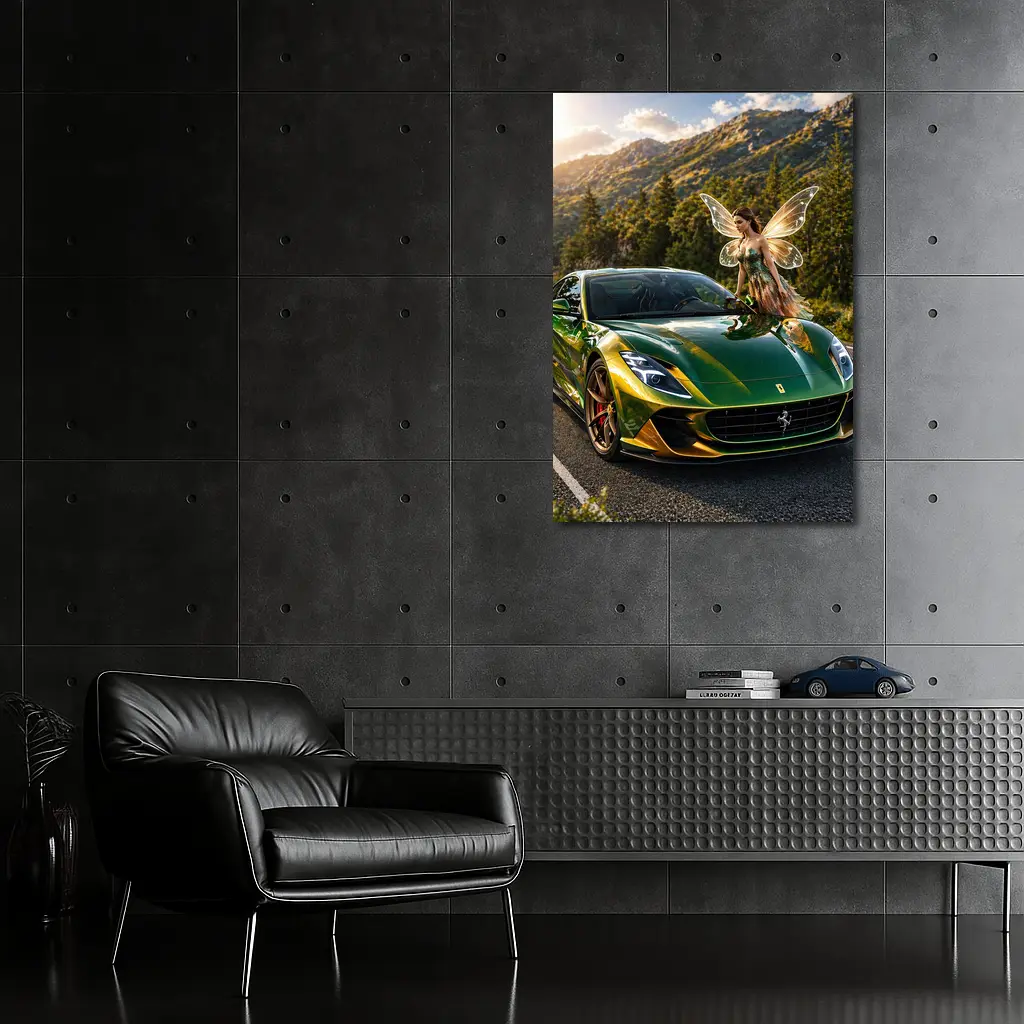 Green Ferrari 812 Superfast Fairy Mountain Road – Wall Art