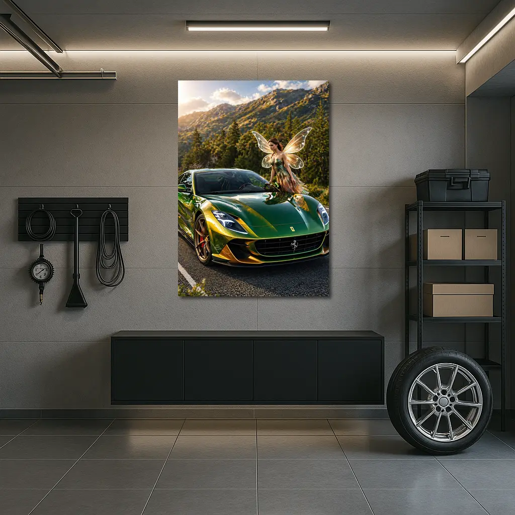 Green Ferrari 812 Superfast Fairy Mountain Road – Wall Art