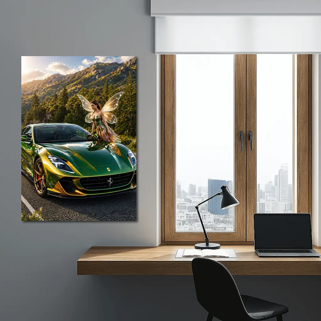 Green Ferrari 812 Superfast Fairy Mountain Road – Wall Art