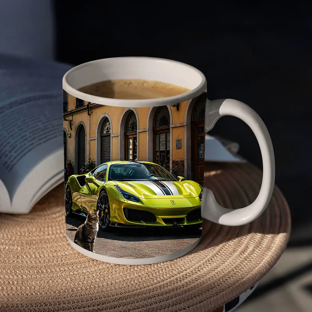 Yellow Ferrari 488 GTB Cat Street – Mugs