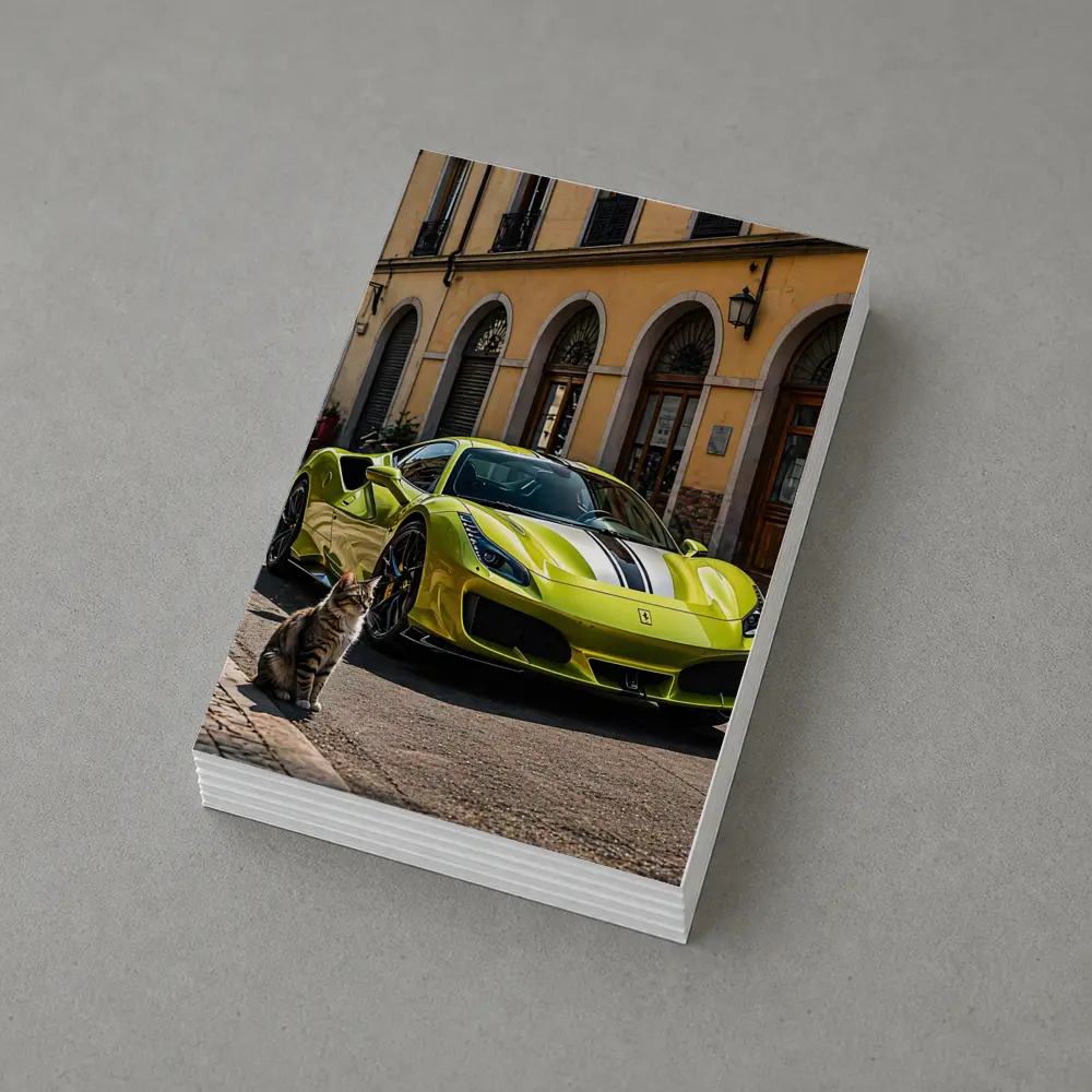 Yellow Ferrari 488 GTB Cat Street – Postcards