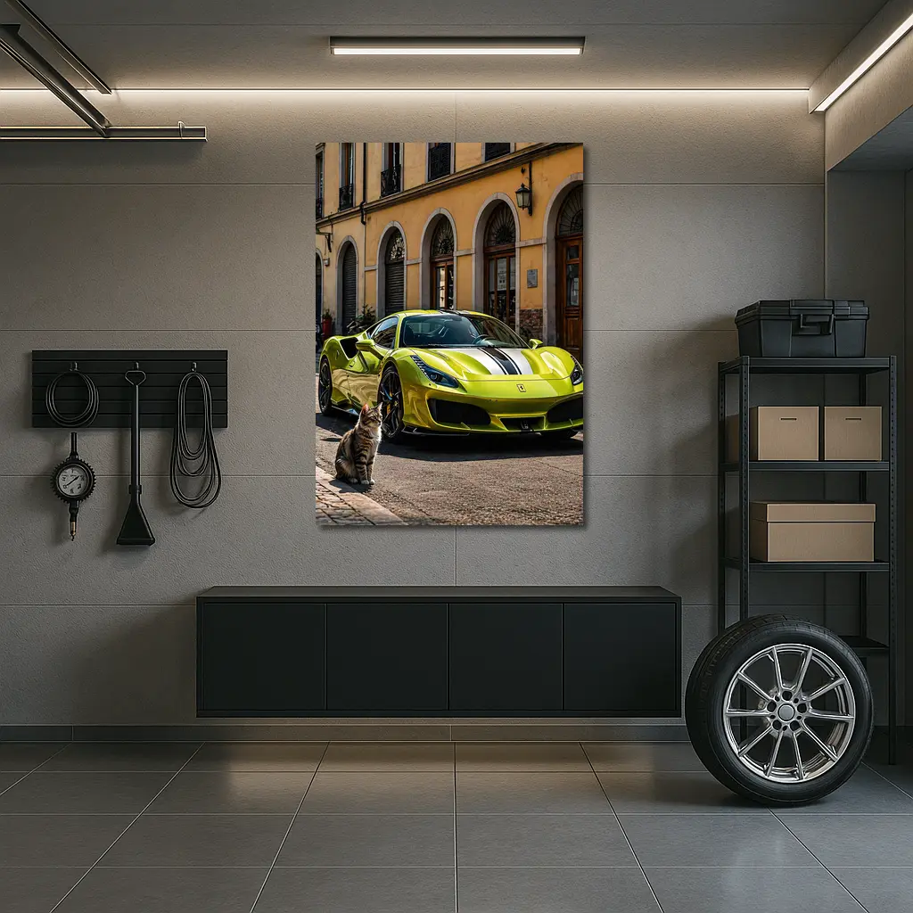 Yellow Ferrari 488 GTB Cat Street – Wall Art