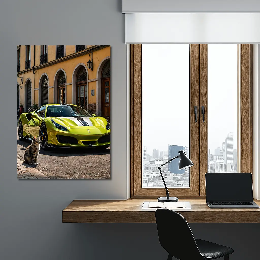 Yellow Ferrari 488 GTB Cat Street – Wall Art