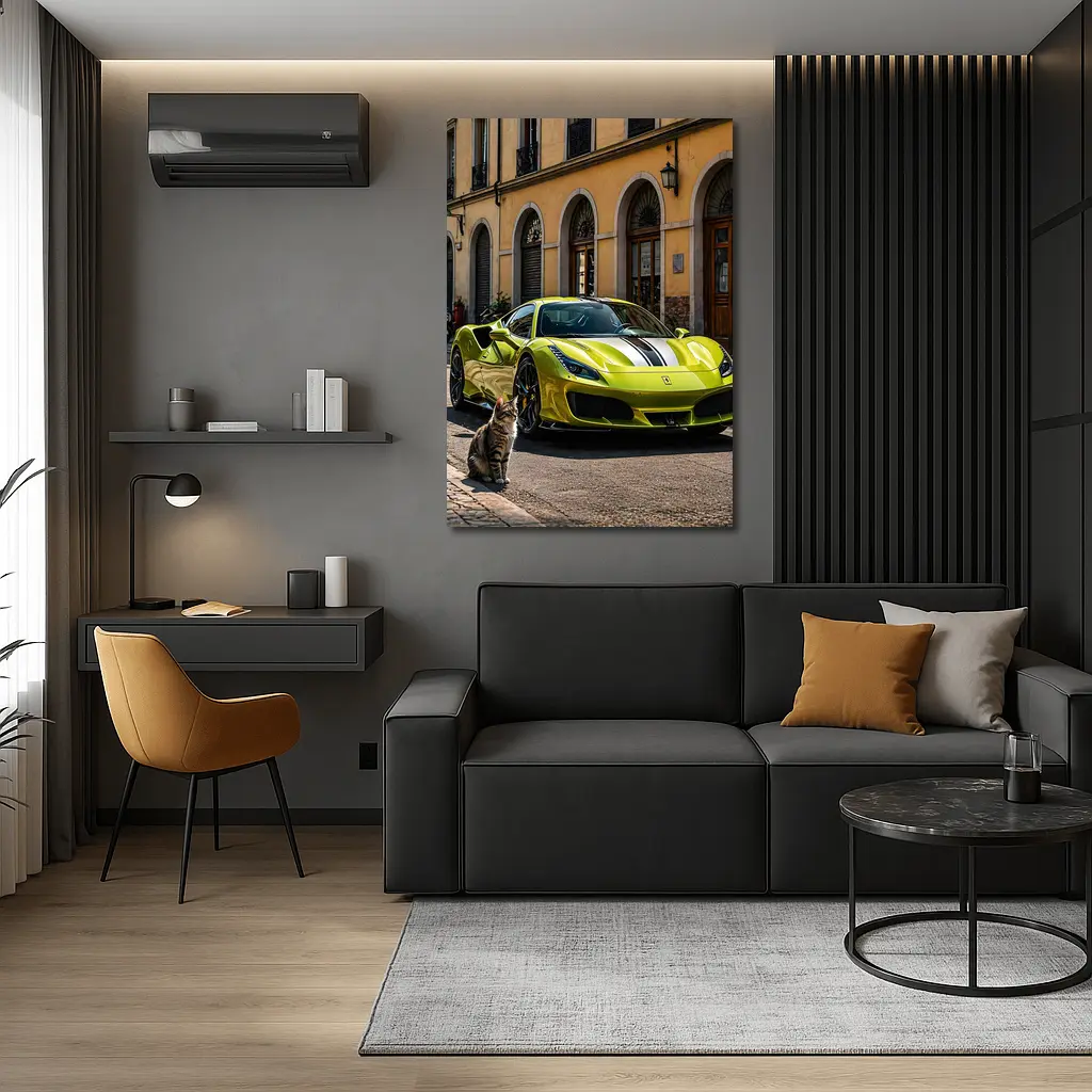 Yellow Ferrari 488 GTB Cat Street – Wall Art