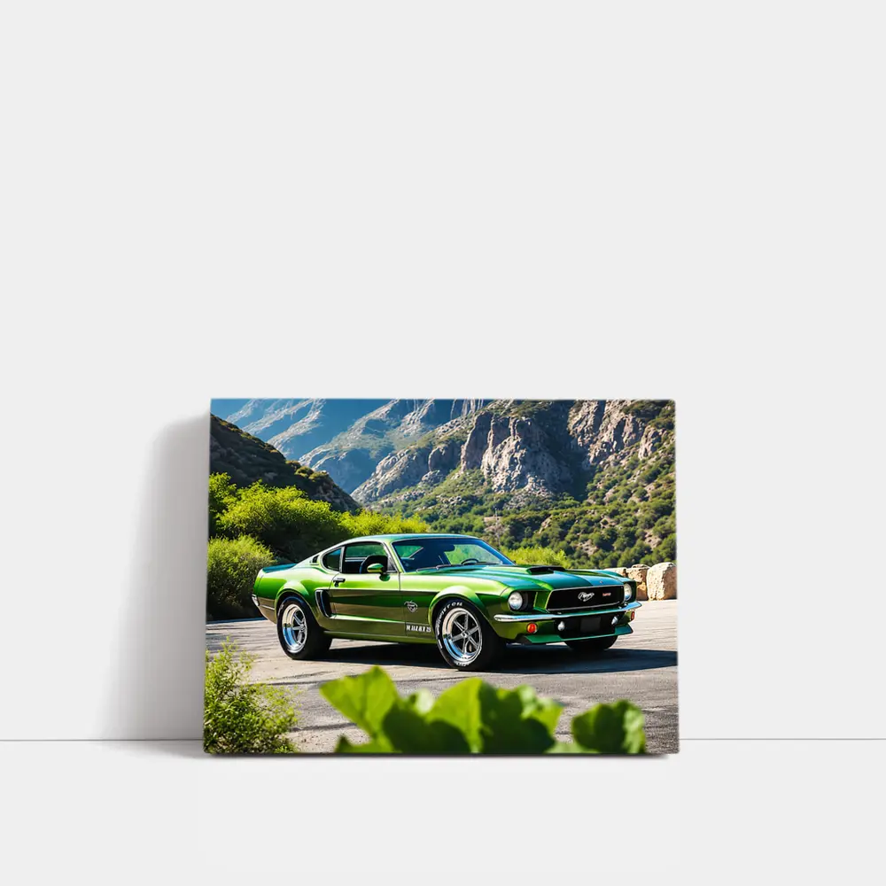 Green Ford Mustang Fastback Mountain Road – Wall Art