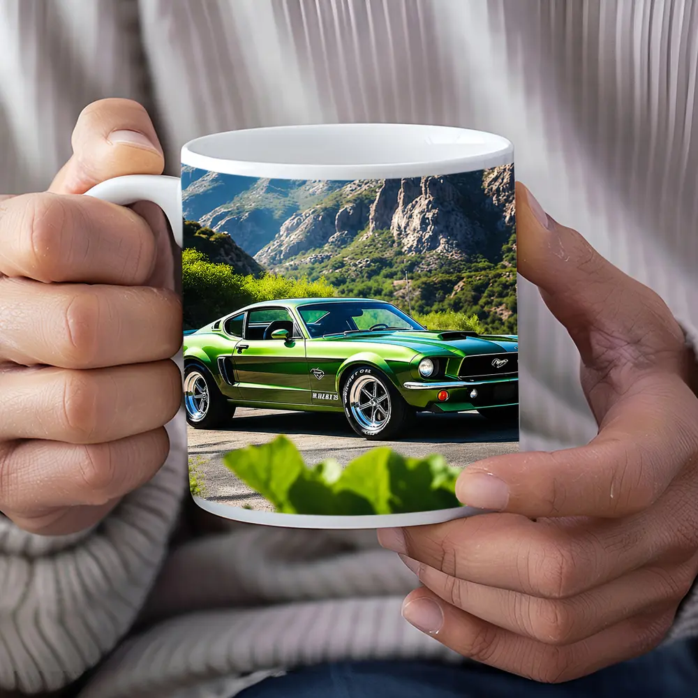 Green Ford Mustang Fastback Mountain Road – Mugs