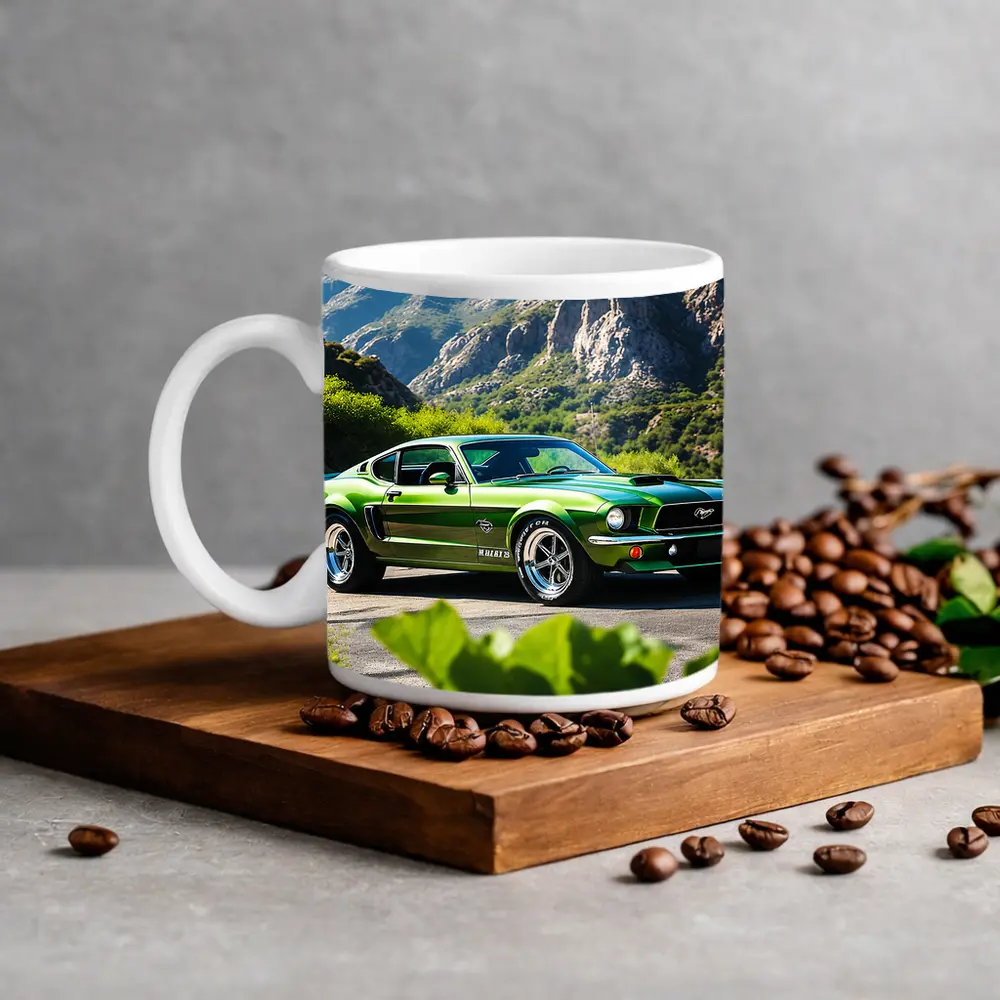 Green Ford Mustang Fastback Mountain Road – Mugs