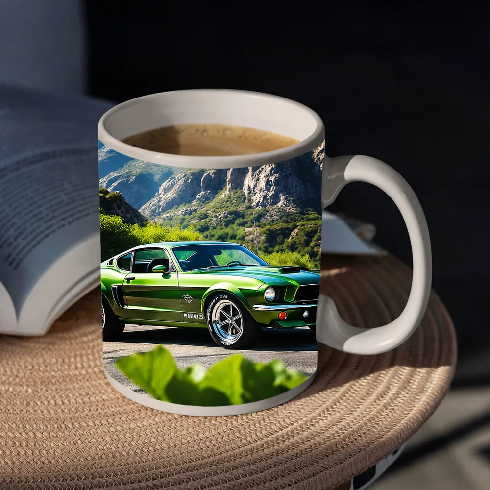 Green Ford Mustang Fastback Mountain Road – Mugs
