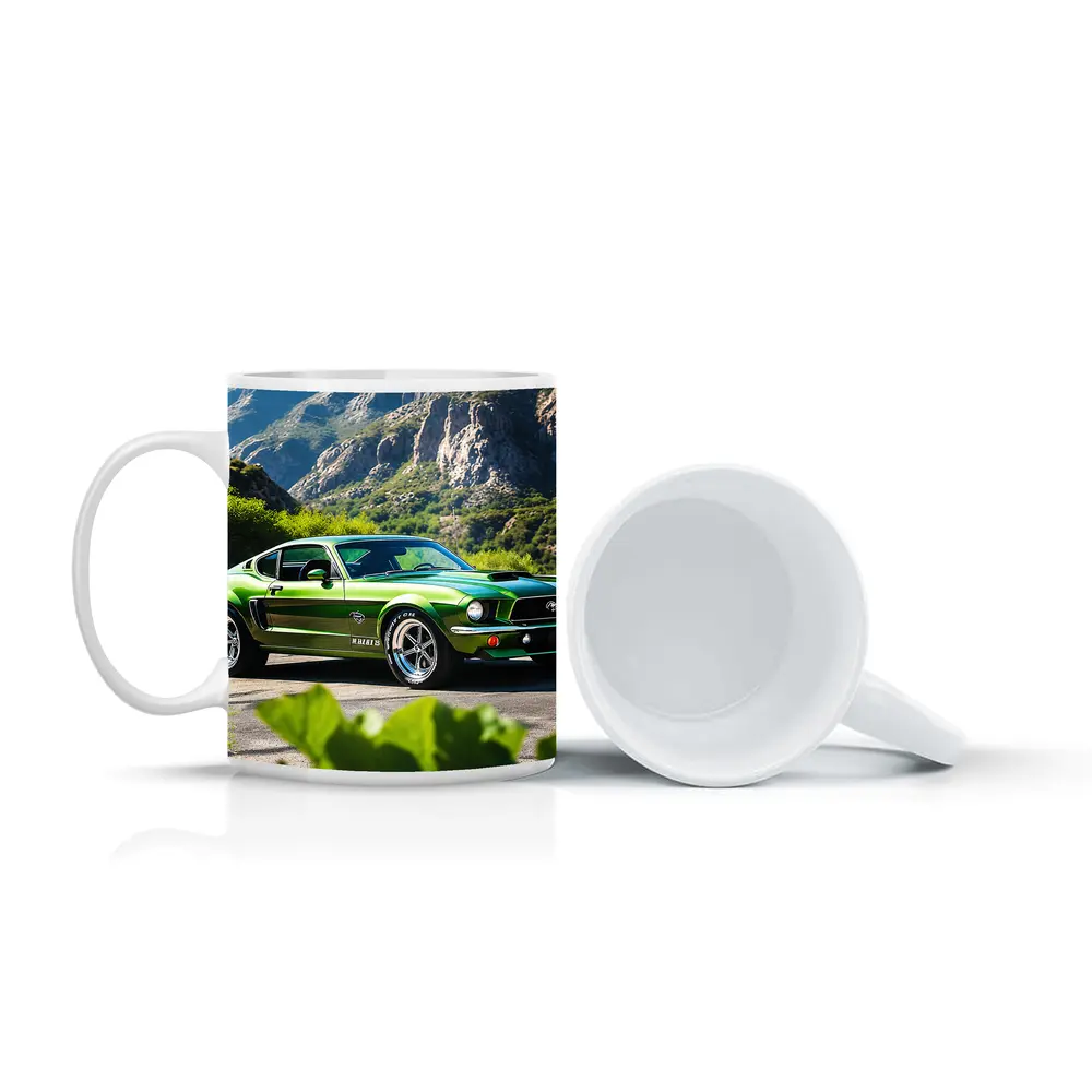 Green Ford Mustang Fastback Mountain Road – Mugs