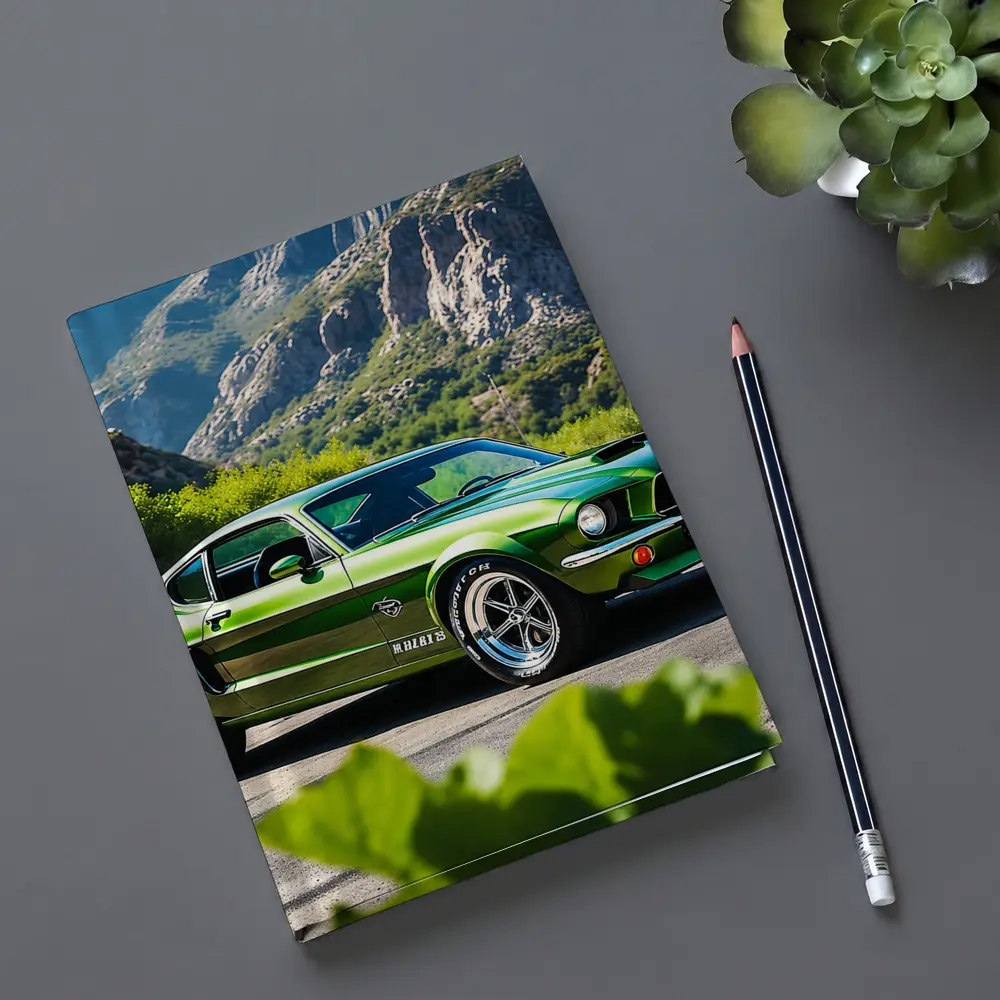Green Ford Mustang Fastback Mountain Road – Notebooks