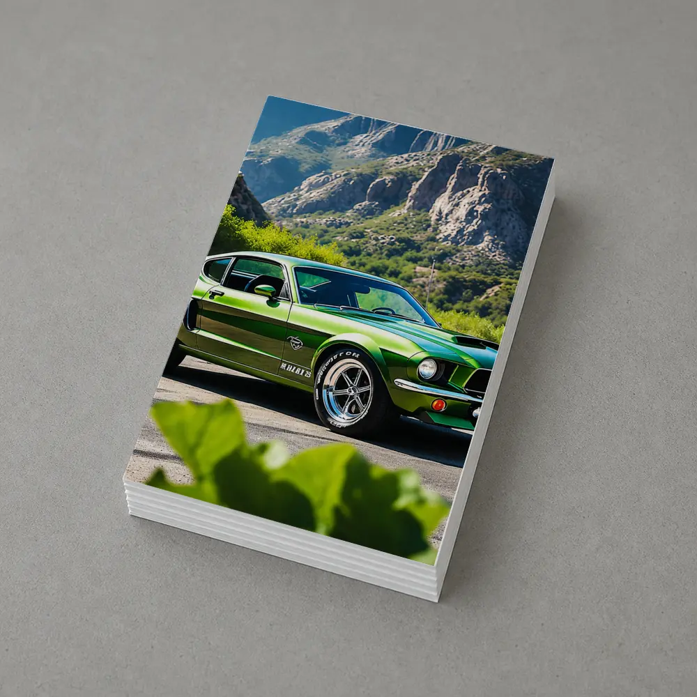 Green Ford Mustang Fastback Mountain Road – Postcards