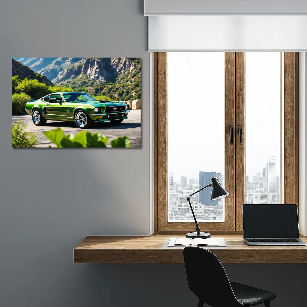 Green Ford Mustang Fastback Mountain Road – Wall Art