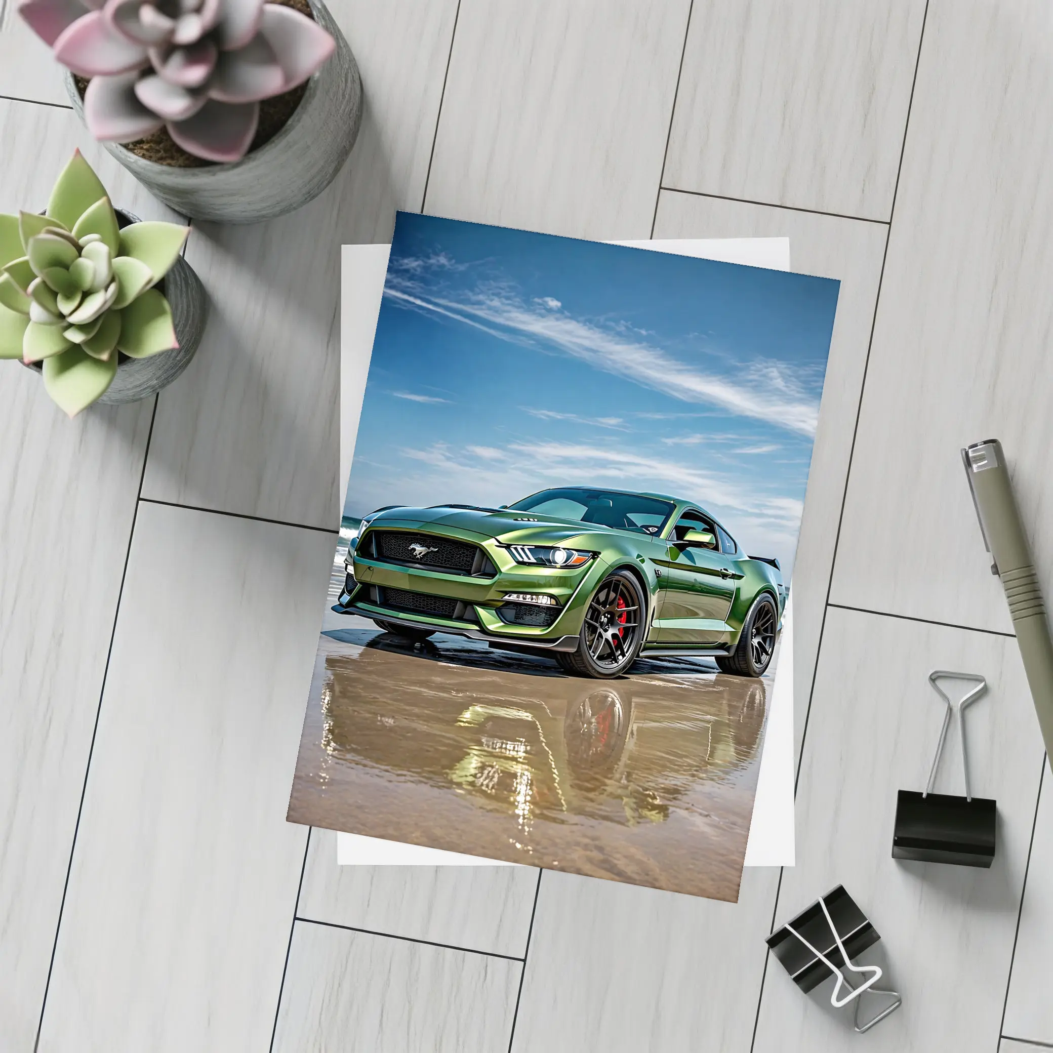 Ford Mustang Shelby GT500 Green Beach – Postcards
