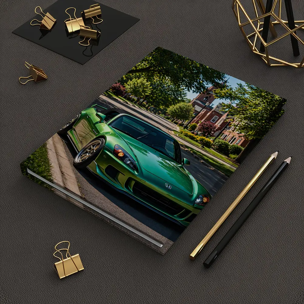 Green Honda S2000 Parked on Suburban Street – Notebooks