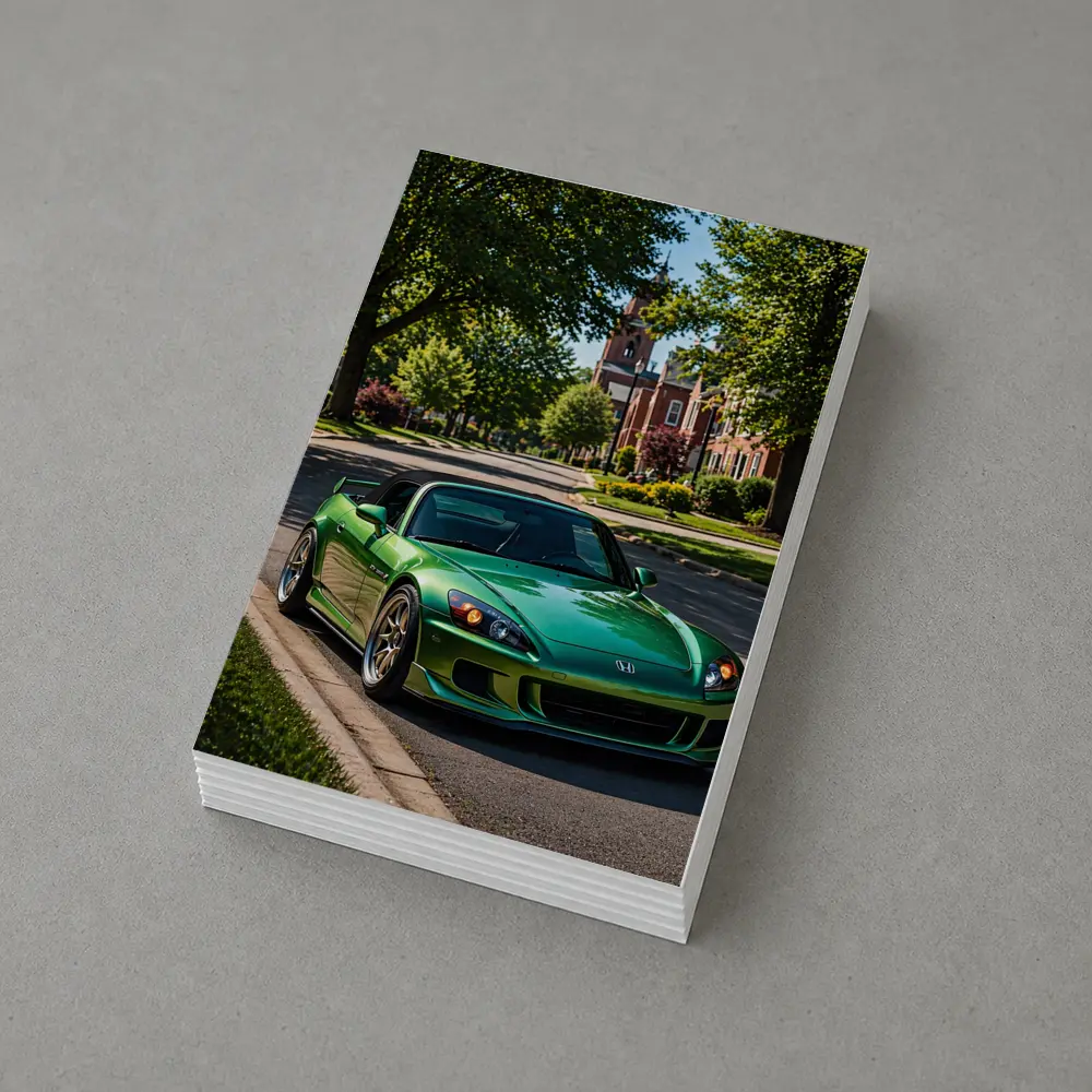 Green Honda S2000 Parked on Suburban Street – Postcards