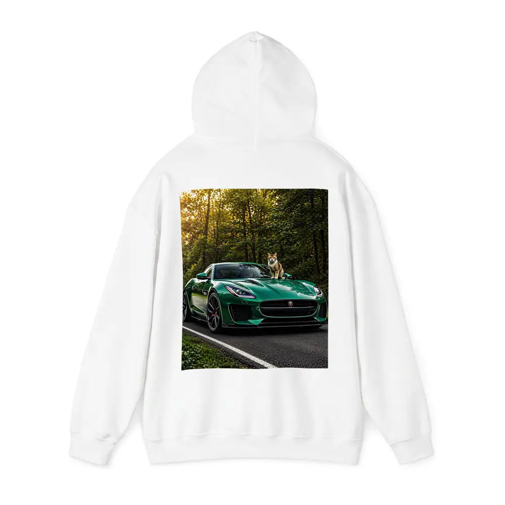 Green Jaguar F Type Cat Forest Road – Hoodies