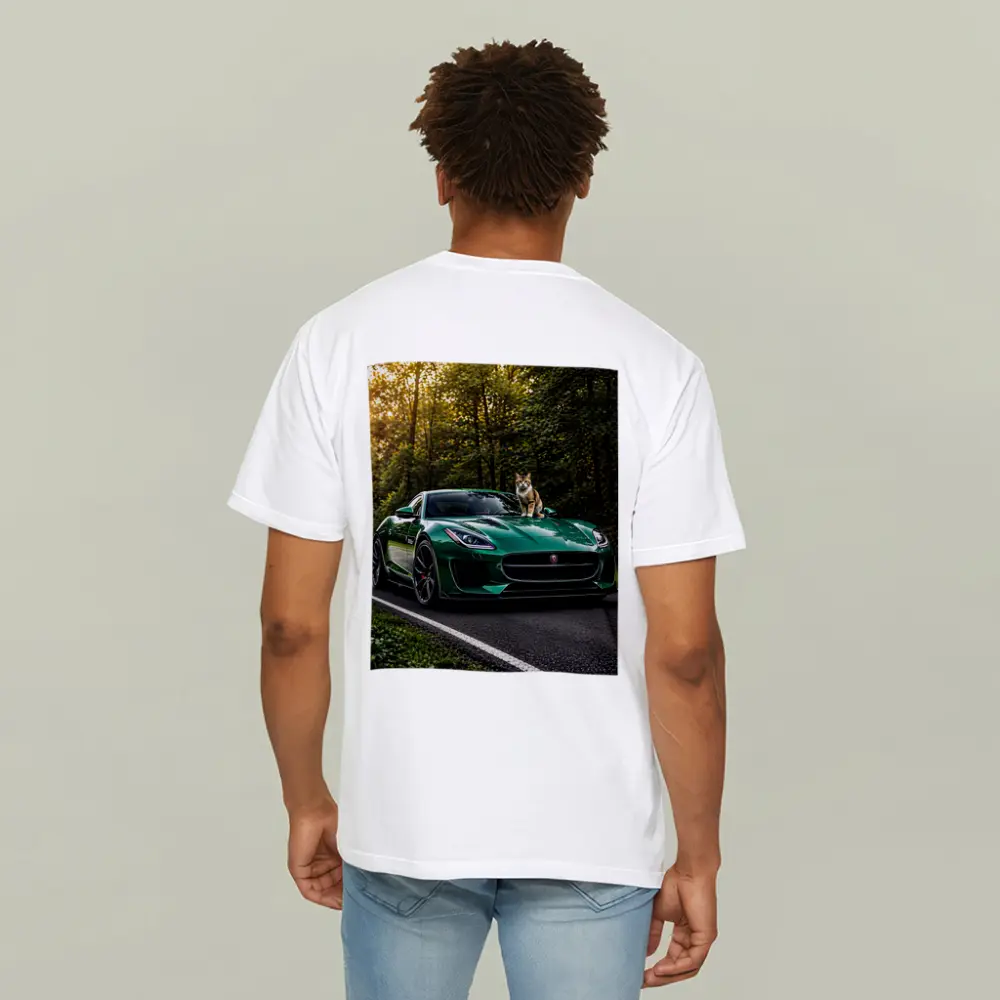 Green Jaguar F Type Cat Forest Road – T-Shirts