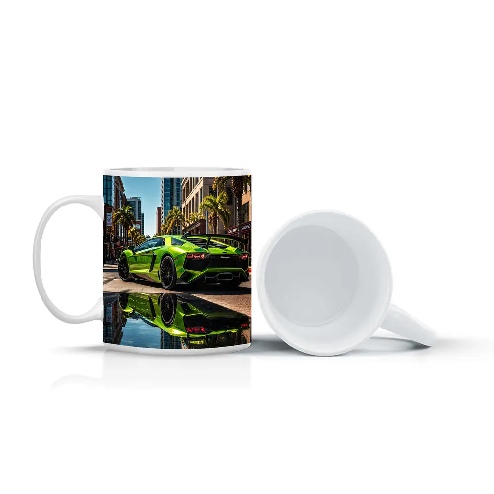 Lamborghini Aventador Green San Diego Street – Mugs
