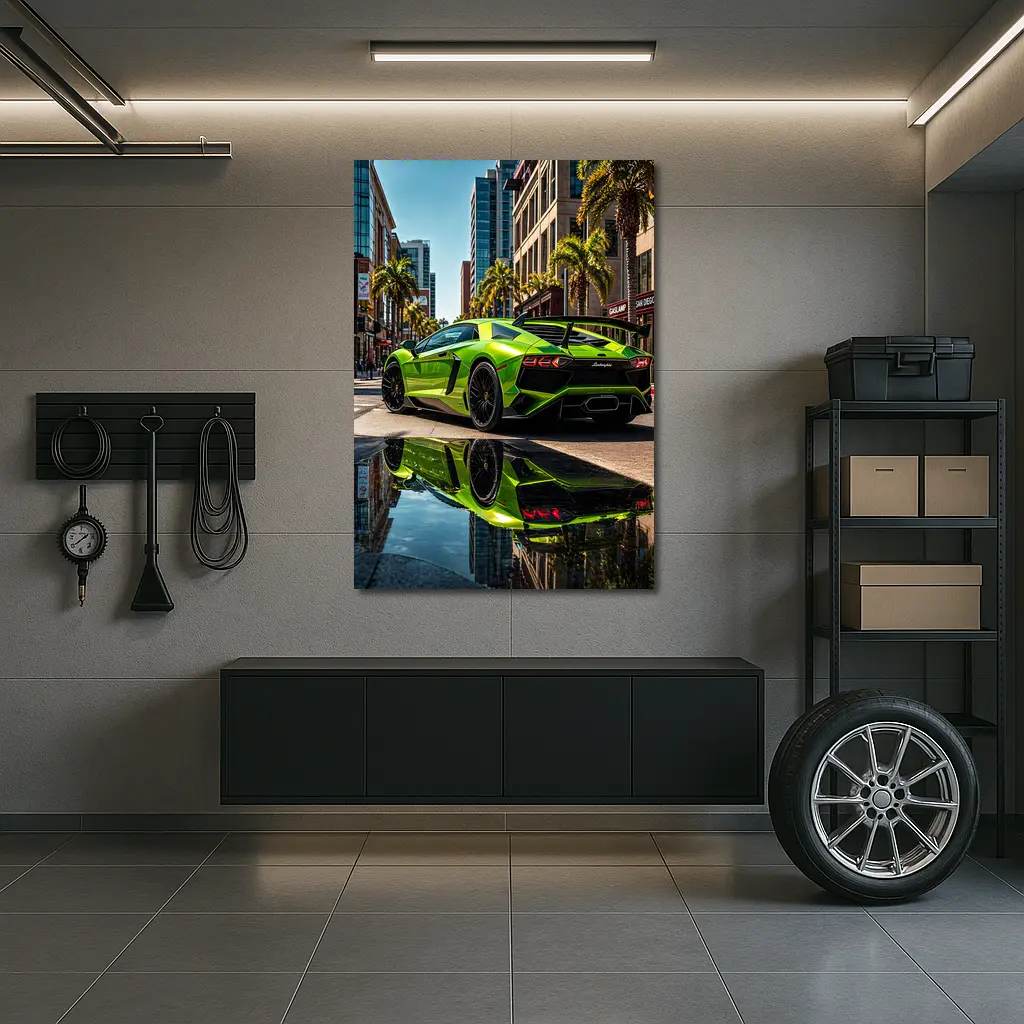 Lamborghini Aventador Green San Diego Street – Wall Art