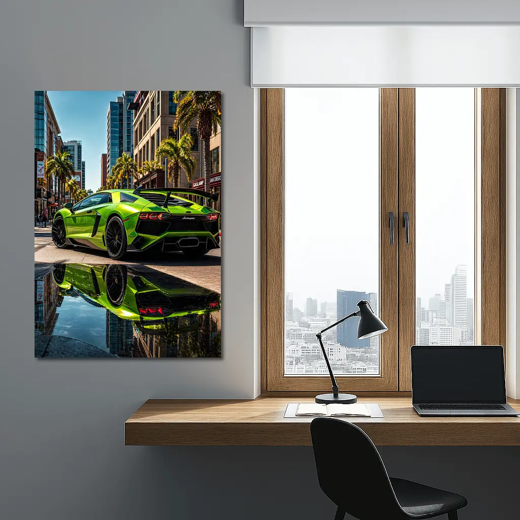 Lamborghini Aventador Green San Diego Street – Wall Art