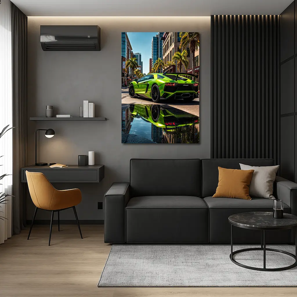 Lamborghini Aventador Green San Diego Street – Wall Art