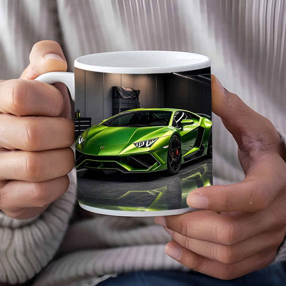 Lamborghini Huracan Green Garage Supercar Art – Mugs