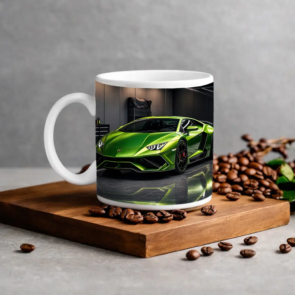 Lamborghini Huracan Green Garage Supercar Art – Mugs
