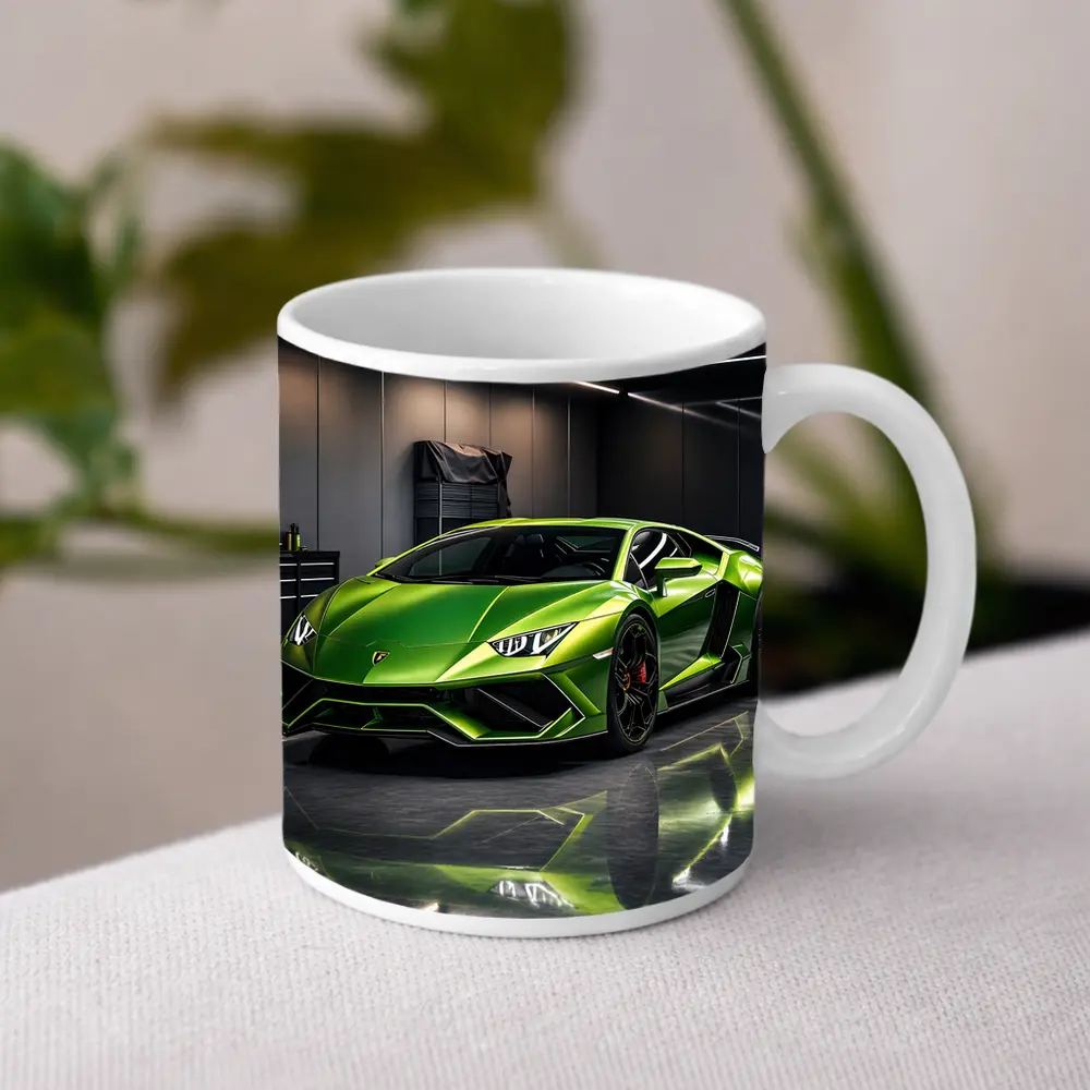 Lamborghini Huracan Green Garage Supercar Art – Mugs