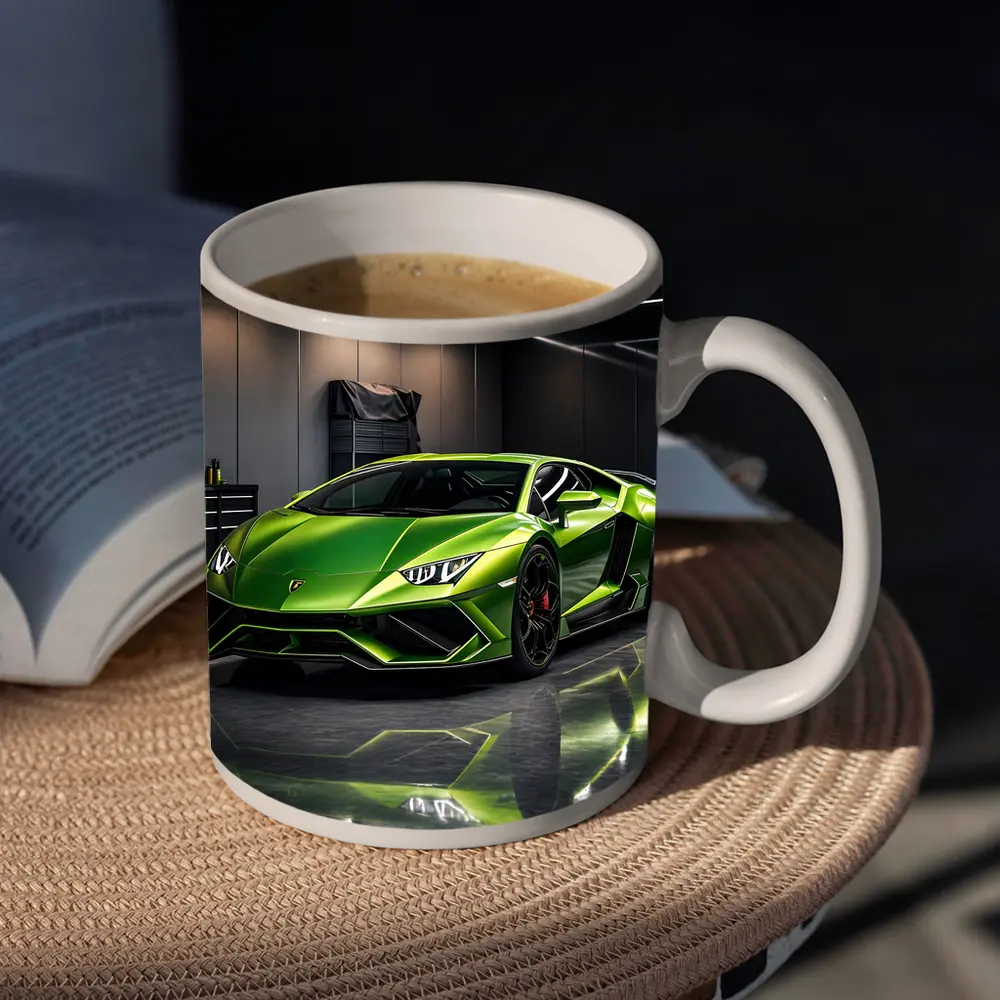 Lamborghini Huracan Green Garage Supercar Art – Mugs