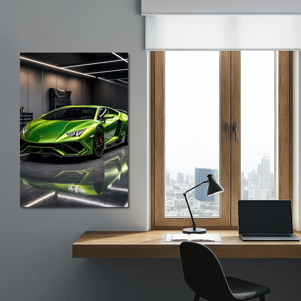 Lamborghini Huracan Green Garage Supercar Art – Wall Art