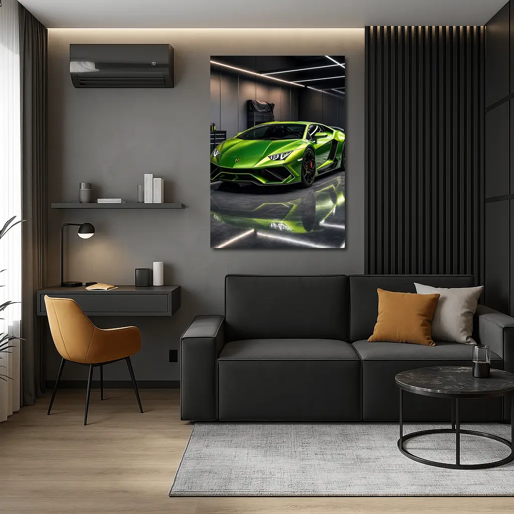 Lamborghini Huracan Green Garage Supercar Art – Wall Art