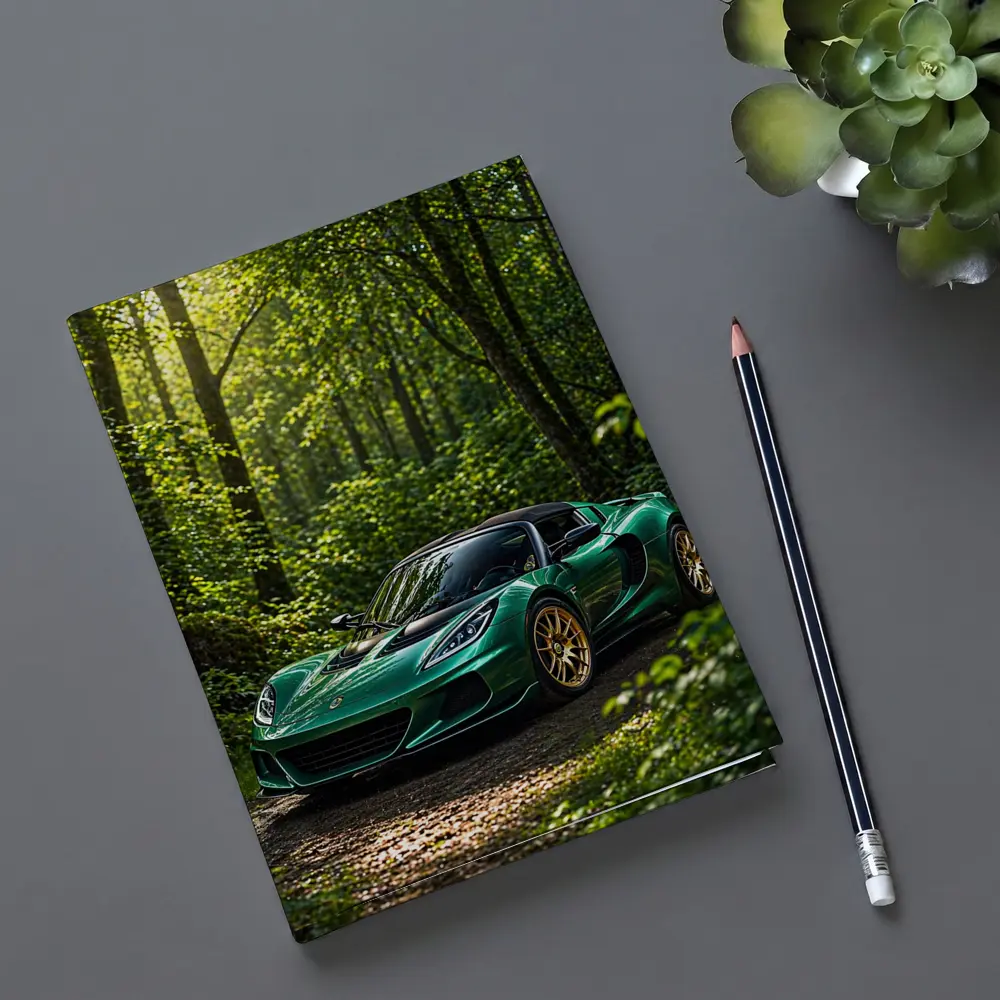 Green Lotus Elise Parked in Forest – Notebooks
