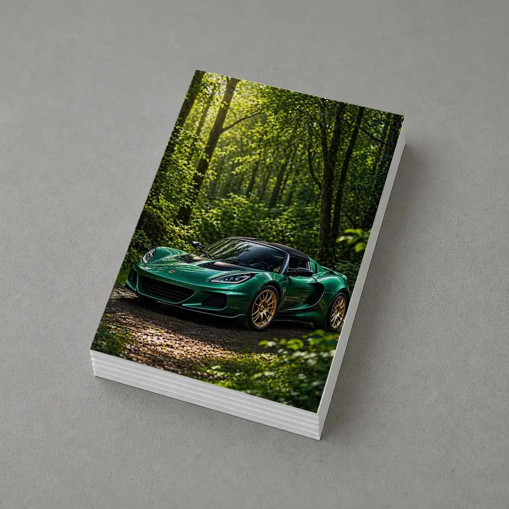Green Lotus Elise Parked in Forest – Postcards
