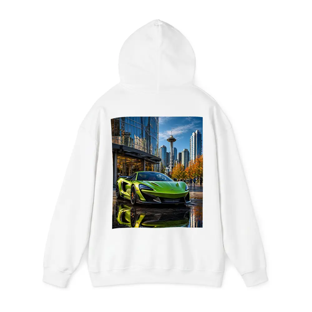 McLaren 600LT Green Supercar Seattle Skyline – Hoodies