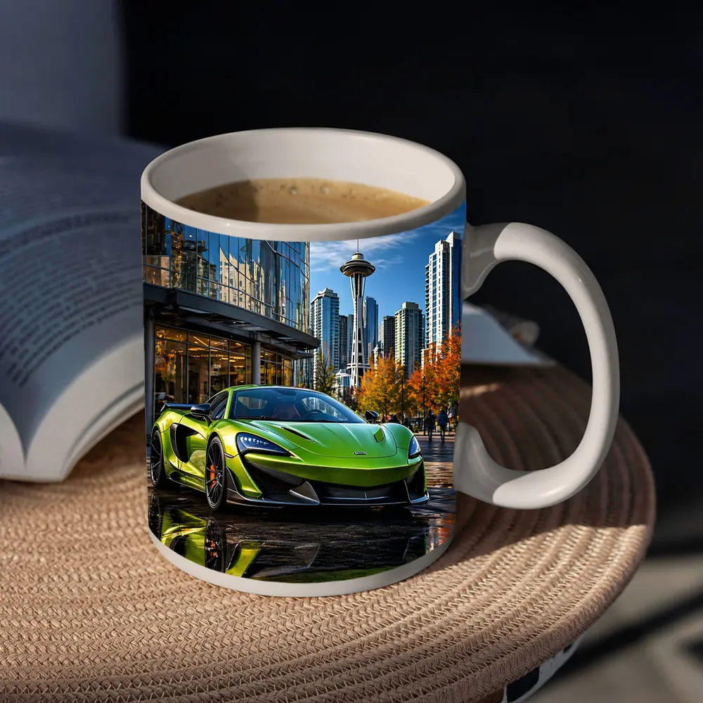 McLaren 600LT Green Supercar Seattle Skyline – Mugs