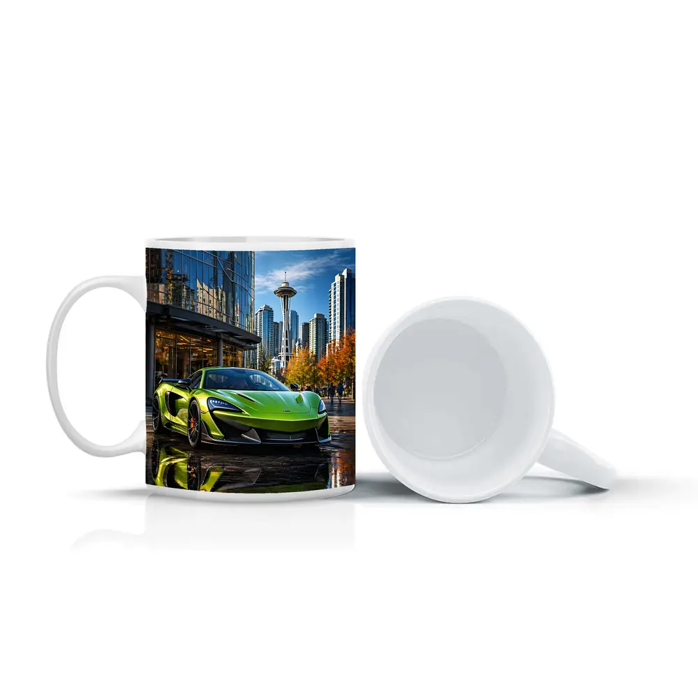 McLaren 600LT Green Supercar Seattle Skyline – Mugs