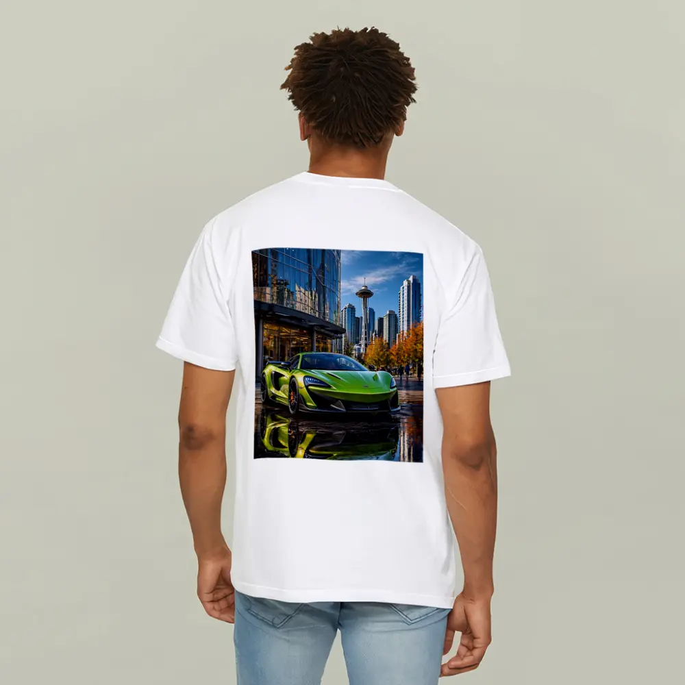 McLaren 600LT Green Supercar Seattle Skyline – T-Shirts