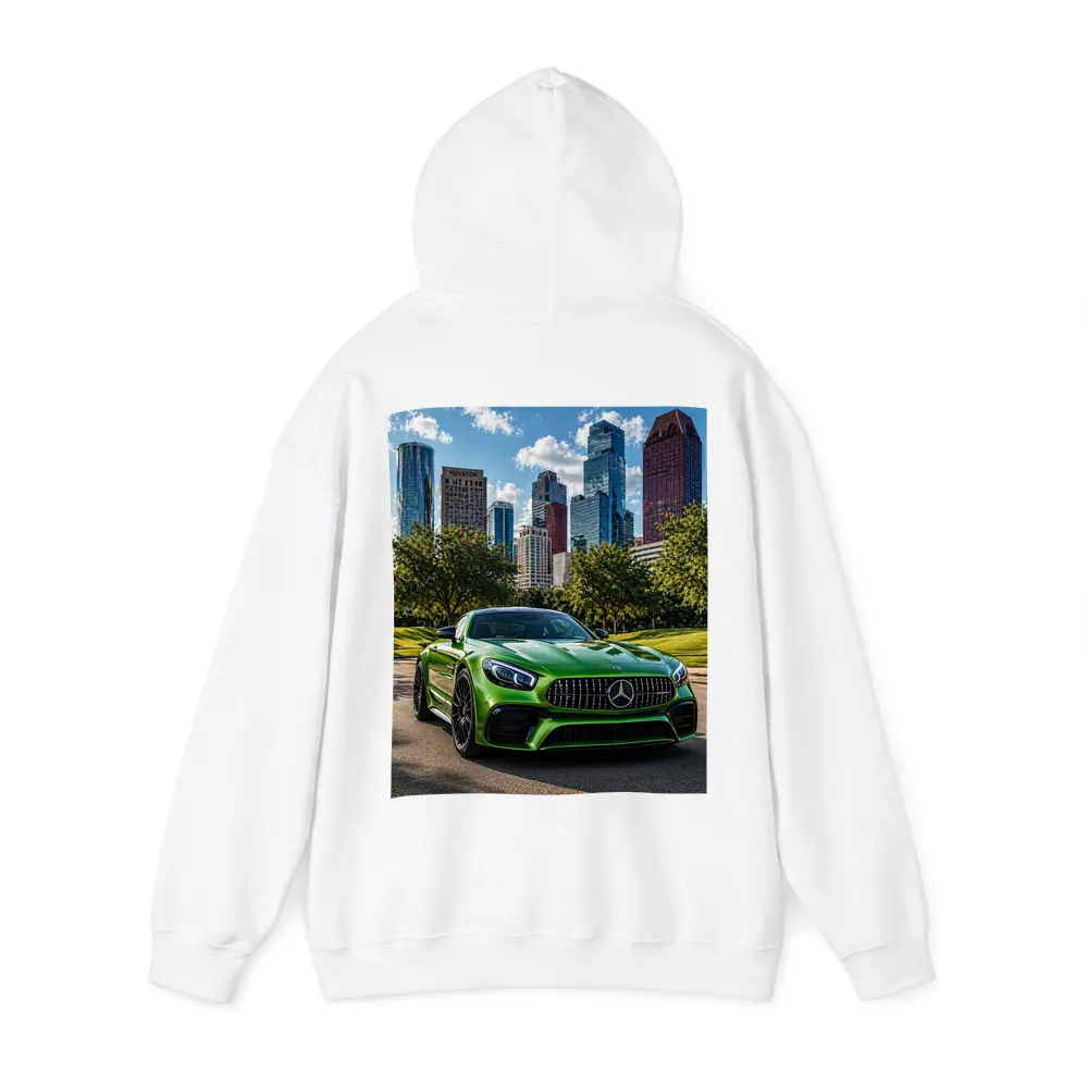 Mercedes AMG GT Green Houston City Skyline – Hoodies