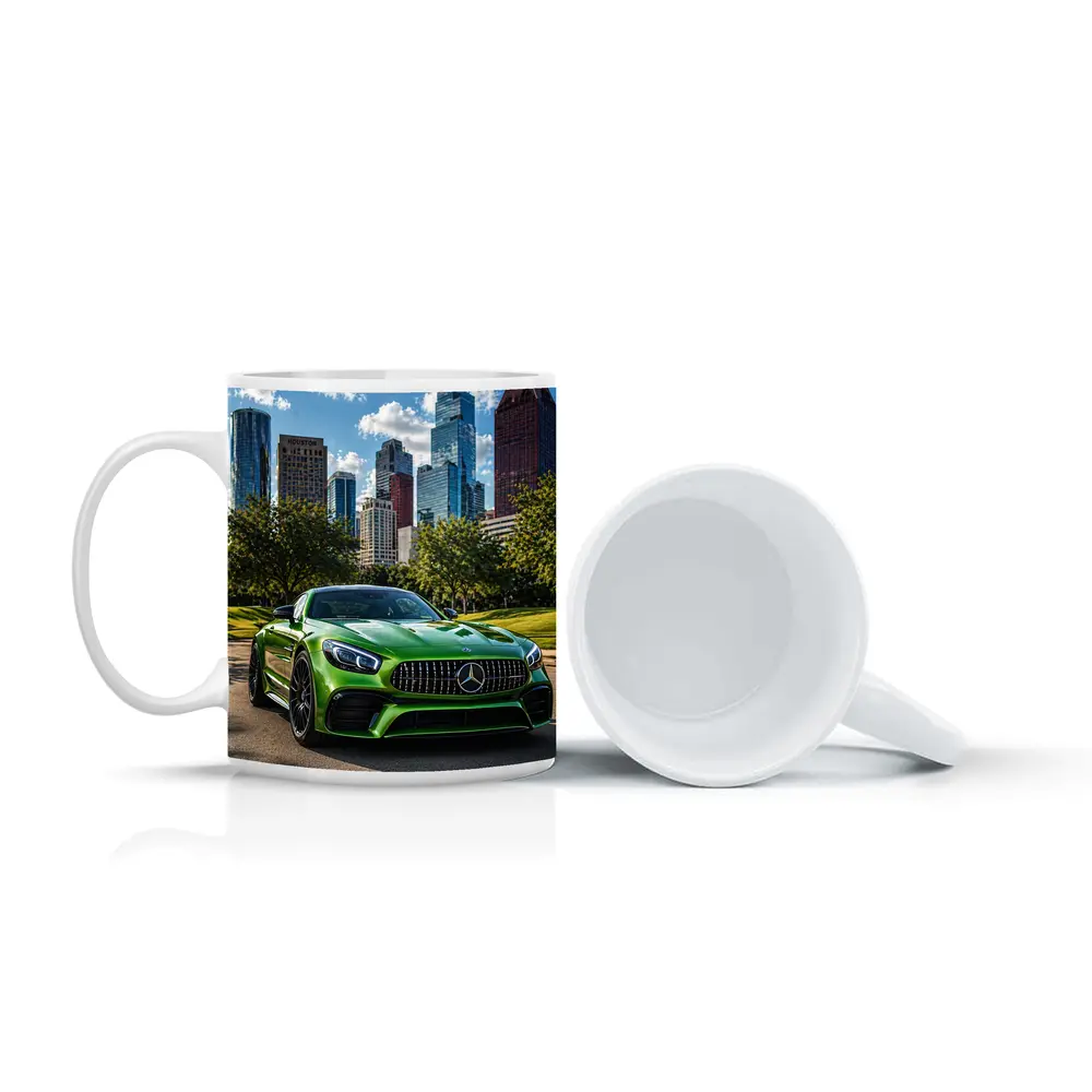 Mercedes AMG GT Green Houston City Skyline – Mugs