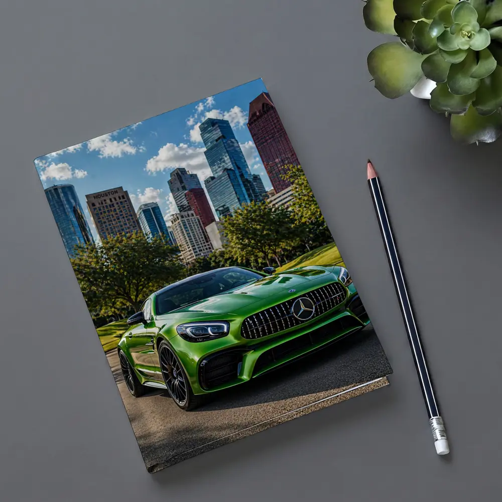 Mercedes AMG GT Green Houston City Skyline – Notebooks